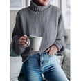 thumbnail image 2 of Women's Turtleneck Batwing Sleeve Loose Oversized Chunky Knitted Pullover Sweater Jumper Tops, 2 of 5