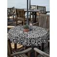 thumbnail image 2 of Outdoor Tablecloth with Umbrella Hole for Patio/Picnic/Party/Camping, Black Morocco Waterproof Table Cloth Round Cover Washable, Traditional Tribal Abstract Geometric Art (Dia 54"), 2 of 8