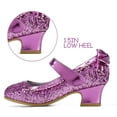 thumbnail image 2 of Kushyshoo Purple Girls Dress Shoes Mary Jane Pumps with Bow 1.5in Low Heel Wedding Party Princess 11M, 2 of 4