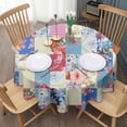 thumbnail image 3 of Patchwork Pioneer Flower Round Tablecloth 60"x60",Wrinkle Wipeable Table Cloth for Kitchen Dining Room Picnic Patio Party, 3 of 6