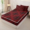 thumbnail image 2 of Homewish Boho Skull Skeleton Zipper Full Size Comforter Sets with Fitted Sheet and 2 Pillowcases,Retro Red Damask Zipper Bedding Set,Halloween Bed Set,Black Reversible,4pcs, 2 of 8