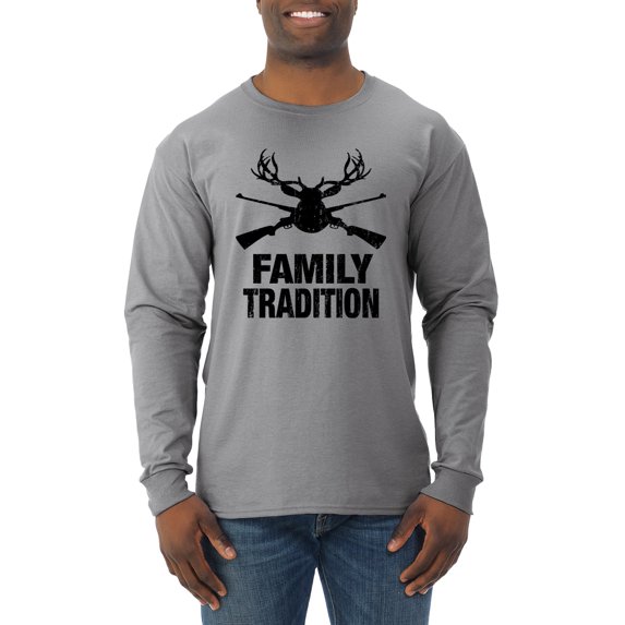 Wild Bobby, Family Tradition Buck Hunting, Hunting, Men Long Sleeve Shirt, Heather Grey, 3X-Large