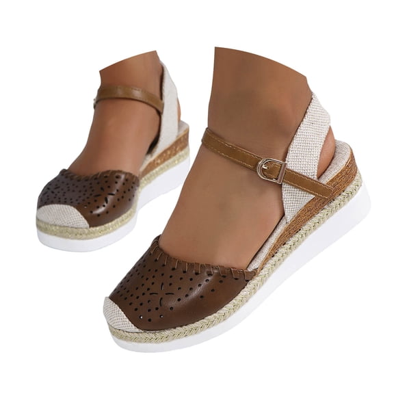 Dakaela Closed Toe Platform Wedge Sandals 2025 Dressy Espadrilles Comfortable Anti Slip Summer Shoes