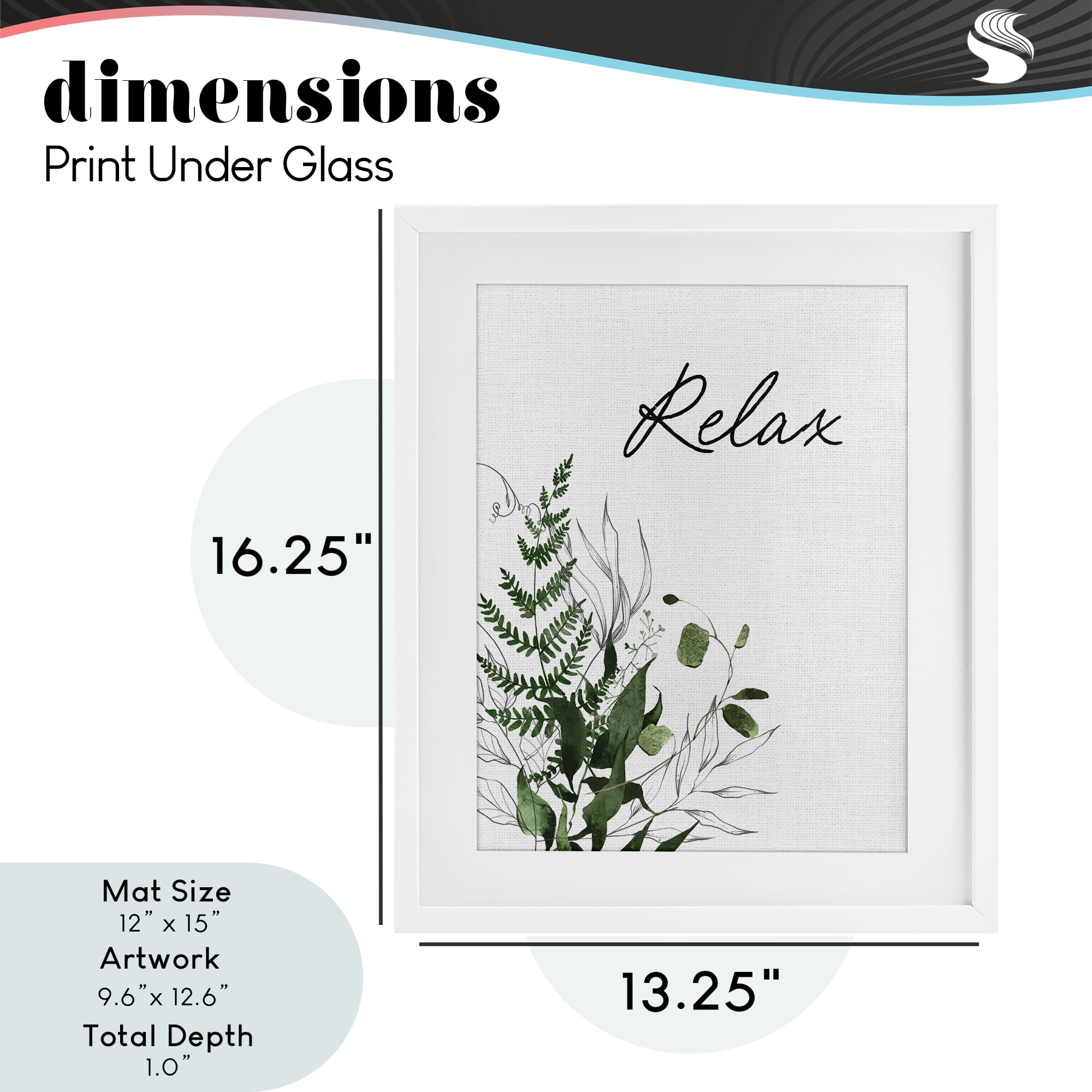 Relax Ferns & Botanicals White Framed Print Under Glass, design by Lettered and Lined