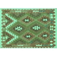 thumbnail image 1 of Ahgly Company Machine Washable Indoor Rectangle Southwestern Turquoise Blue Country Area Rugs, 3' x 5', 1 of 4