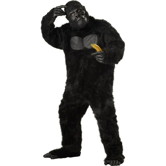 Animals Gorilla Fancy-Dress Costumes for Adults with Black Fur Bodysuit, Plus Size