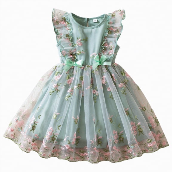 CAUYDY Toddler Baby Girl Dress Ruffle Sleeveless Kids Girl Tulle Dresses Children Girls Graduation Dresses 3T 4T 5T 6T 7T Girls Summer Princess Dress (Sizes 7-8 Years,D1-Light Green)