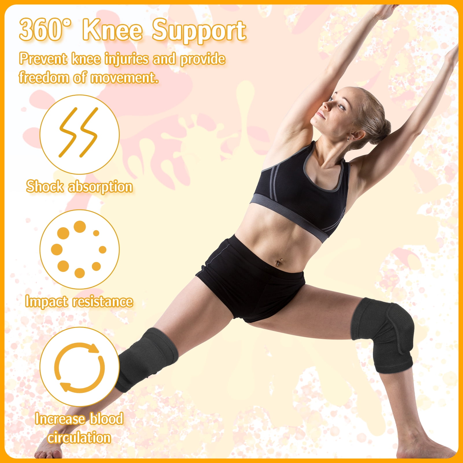 sixwipe Volleball Knee Pads for Dancer, Soft Breathable Knee Pads for Men Women Kids Knees Protective, Knee Protector Brace for Volleyball Football Dance Yoga Tennis Running Cycling(Black-M)