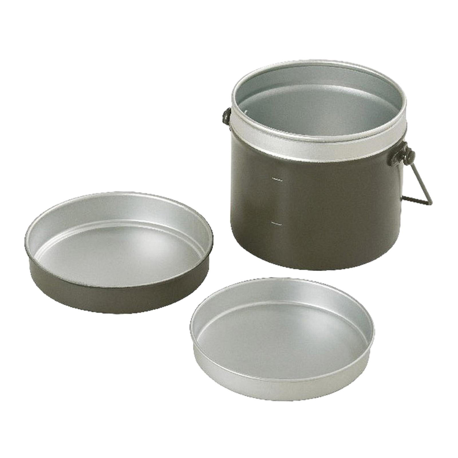 Wswqop Lunch Box Cookware Leakproof Cooking Utensils Pot and Tray Metal Bento Box Lunch Round