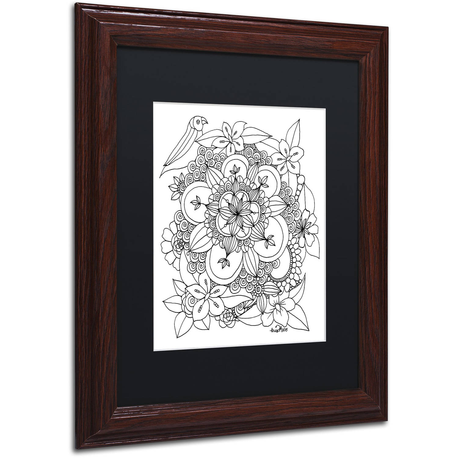 Trademark Fine Art "Fairies and Woodland Creatures 7" Canvas Art by KCDoodleArt Black Matte, Wood Frame