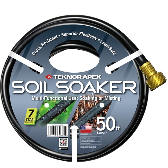 Teknor Apex 5/8" x 50 Feet Soil Soaker Garden Hose for Garden Beds, Drip Irrigation Outdoor Hose, Flexible Garden Hose for Vegetables and Flower Beds,1060-50 5/8" x 50ft