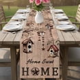 thumbnail image 4 of Sweet Home Table Runner - 60 Inch Long Western Stars Bird Houses Brown Wooden Grain Cotton and Linen Blended Dress Scarves Farmhouse Table Runner for Kitchen Dining, Coffee Table, 13" x 60", 4 of 8