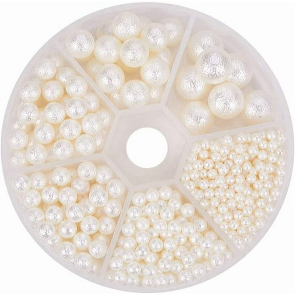 804 Pieces 6 Sizes No Holes/Undrilled Imitated Pearl Beads Garment Accessories for Vase Fillers Wedding Party Home Decoration Ivory