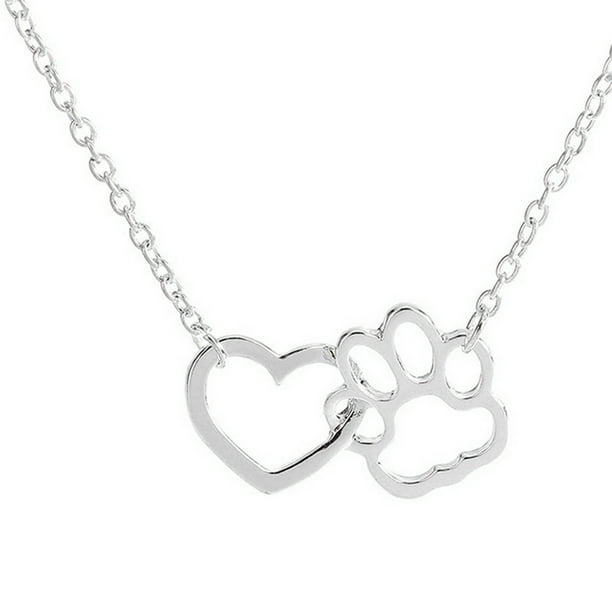 Collar para mujer, joyería para mujer, collar con colgante de corazón de melocotón con forma de pata de mujer, regalo de joyería, collar para mujer