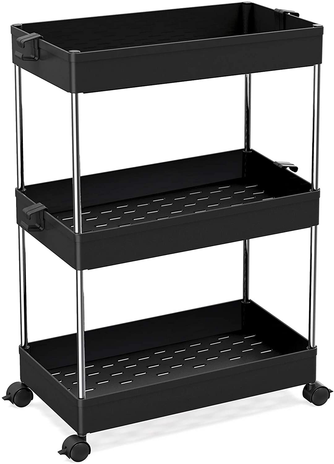 Slim Storage Cart, 3 Tier Bathroom Organizers Rolling Utility Cart