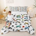 thumbnail image 2 of Castle Fairy Dirt Bike Pattern Queen Comforter Set 3pcs for Boys, Helmet Art Bedding Comforter Set for Bedroom, Red Teal Black, 2 of 6