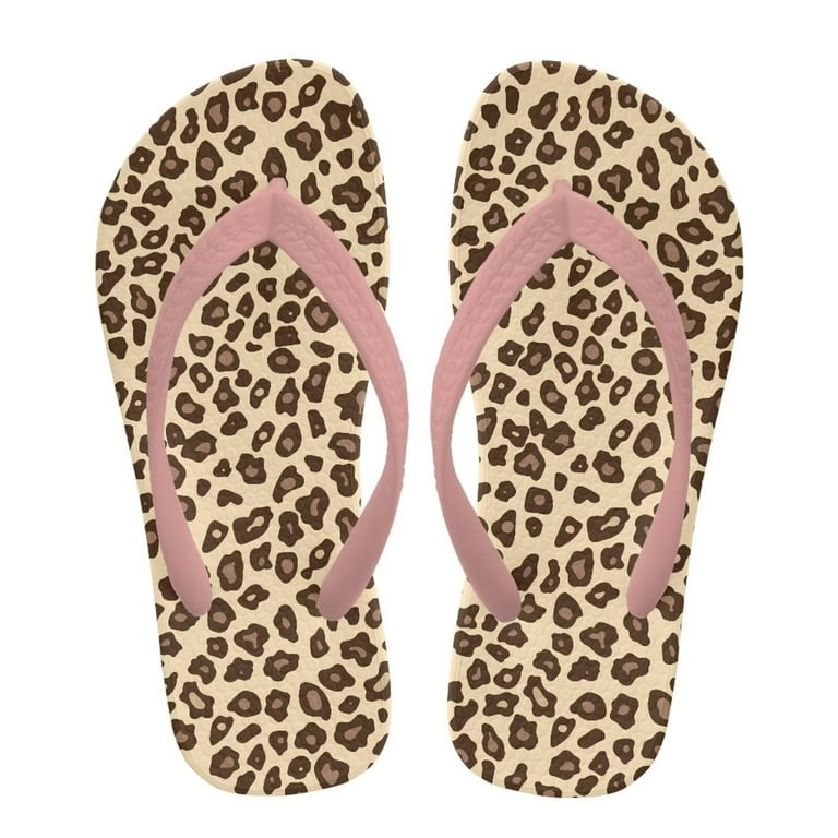 Chaqlin Brown Leopard Print Flip Flop Sandal Chaer Shoes Beach