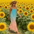 thumbnail image 3 of Uootdi Casual Dresses for Women Ombre Print Spaghetti Strap Backless Tie Back Maxi Dress Summer Vacation Style Gift, 3 of 9