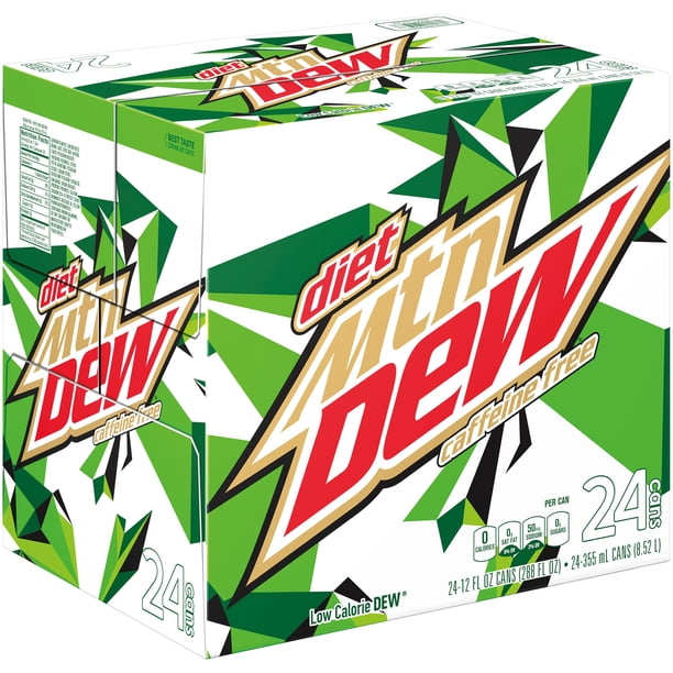 Caffeine Free Diet Mountain Dew Soda 24 12 Fl Oz Cans Walmart Com Walmart Com