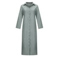 thumbnail image 6 of Feancey Women's Linen Maxi Dresses with Pockets 3/4 Sleeve Lapel Button Down Dress Casual Dressy Slit Long Dresses with Pockets,Gray,L, 6 of 6