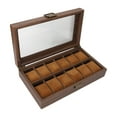 thumbnail image 4 of Watch Box Organizer, Ultra  PU Leather Flannel Pad Pillow Watch Display Case Wood Grain 12 Compartments Gift Protective Soft  For Storage, 4 of 8