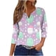 thumbnail image 2 of Fiudx Camisetas para Mujer Blusa de Manga 3/4 Corta Estampada a La Moda para Mujer, Blusa Informal con Cuello Redondo, 2 of 5