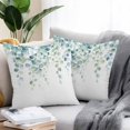 thumbnail image 2 of Throw Pillow Covers 16x16 Inch Set of 2, Sage Green Eucalyptus Waterproof Outdoor Pillow Covers, Watercolor Botanical Leaves Decorative Cushion Pillowcases for Couch, Sofa, Bed, Garden, Patio, 2 of 9