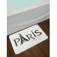 thumbnail image 2 of Eiffel Tower Bath Mat, Paris Writing and a Pastel Tone Heart Drawn by Hand, Plush Bathroom Decor Mat with Non Slip Backing, 29.5" X 17.5", Charcoal Grey Pale Rose, by Ambesonne, 2 of 2