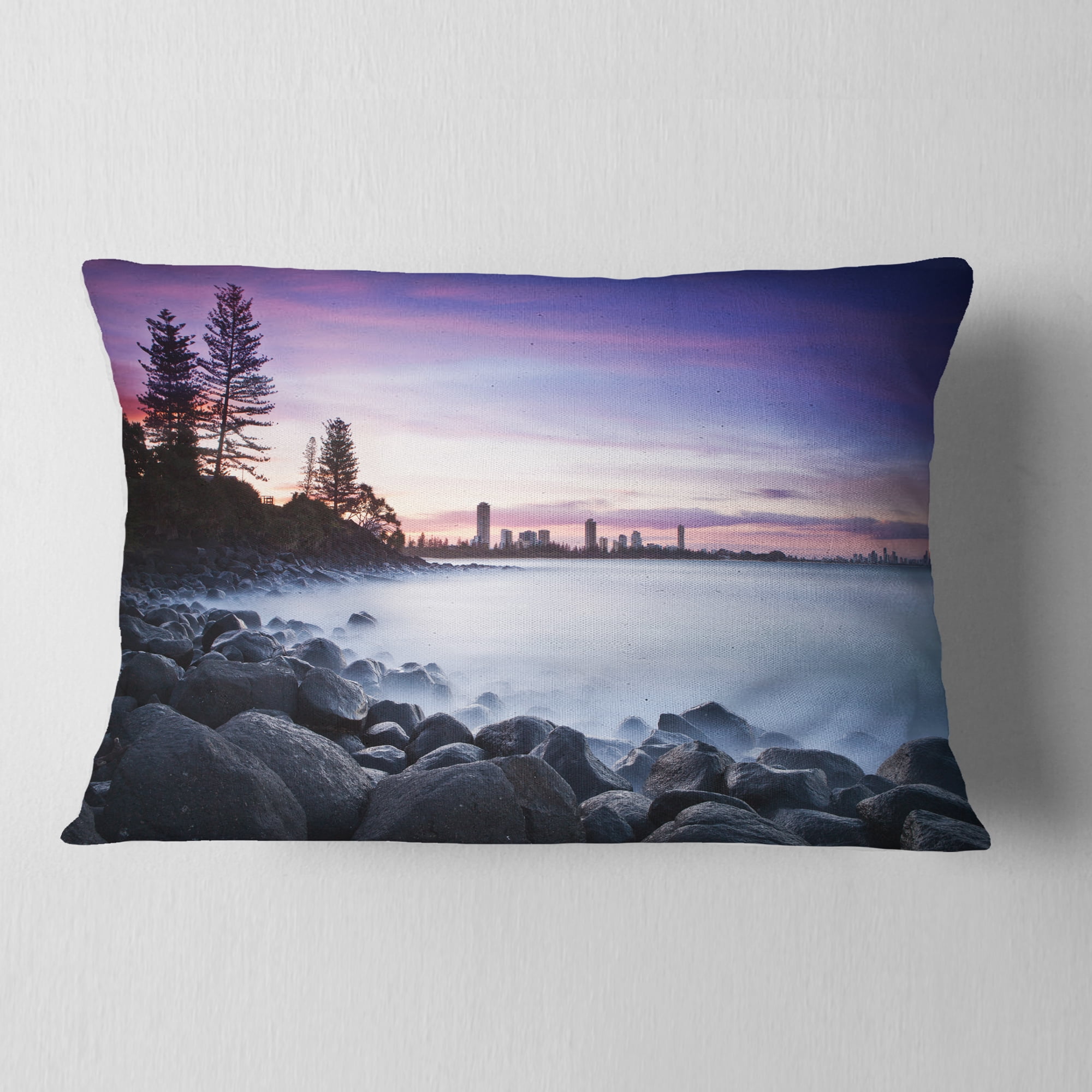 Designart 12" x 20" Gold Polyester Throw Pillow