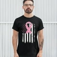 thumbnail image 3 of Tee Hunt Pink Ribbon Distressed Flag T-Shirt Breast Cancer Awareness Men's Novelty Shirt, 3 of 5