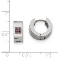 thumbnail image 2 of Stainless Steel Pink Cubic Zirconia Polished Round Hinged Hoop Earrings - Measures 9mm long 5mm Thi, 2 of 2