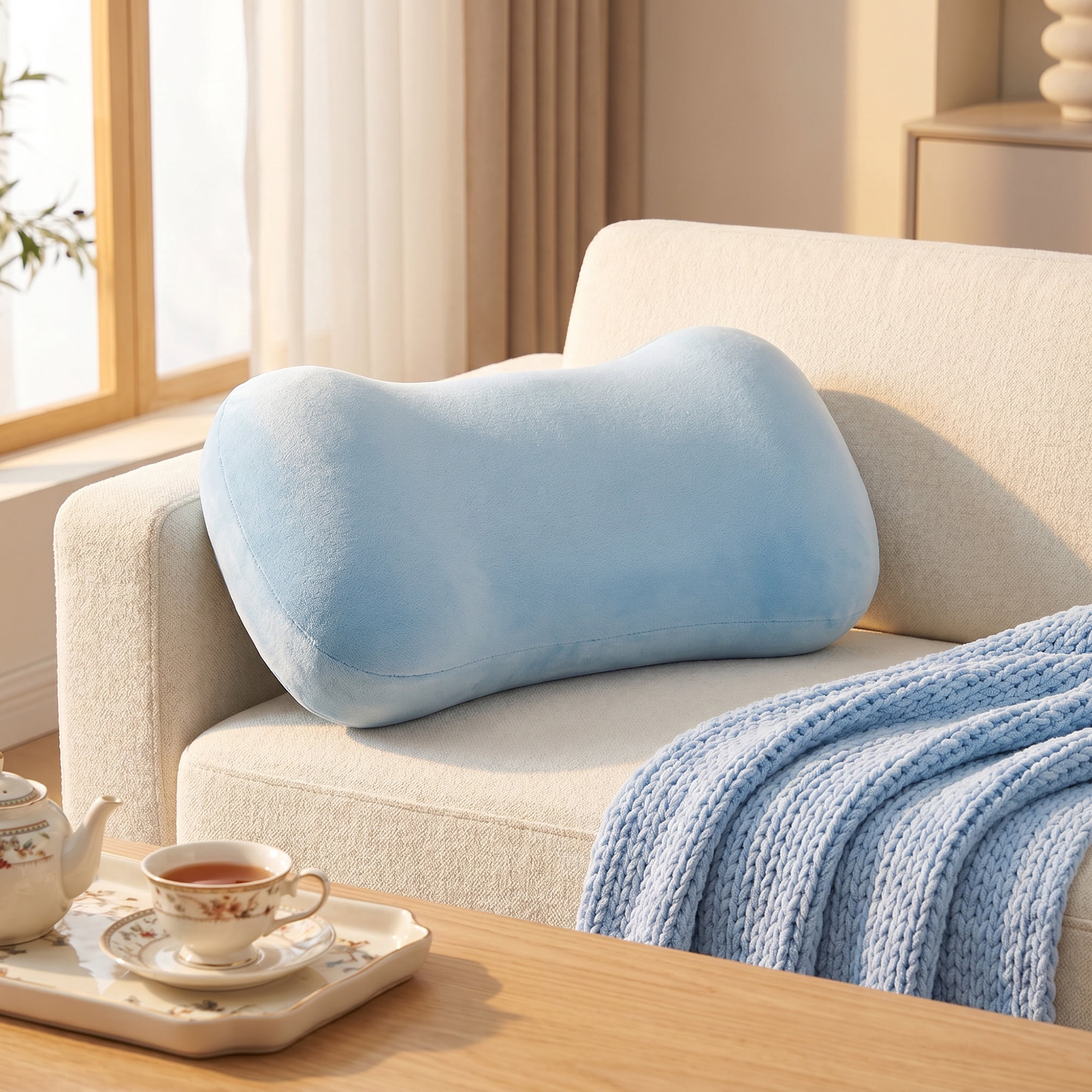 Unique Bargains Neck Pillow Sponge Cervical Support for Sleeping Blue B 16.5"x7.9"x4.3"