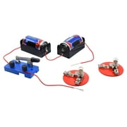 eisco labs basic beginner circuit kit for teaching series and parallel circuits- switch, (2) d batteries w/ holders, (2) light holders, (5) bulbs, bulk wire