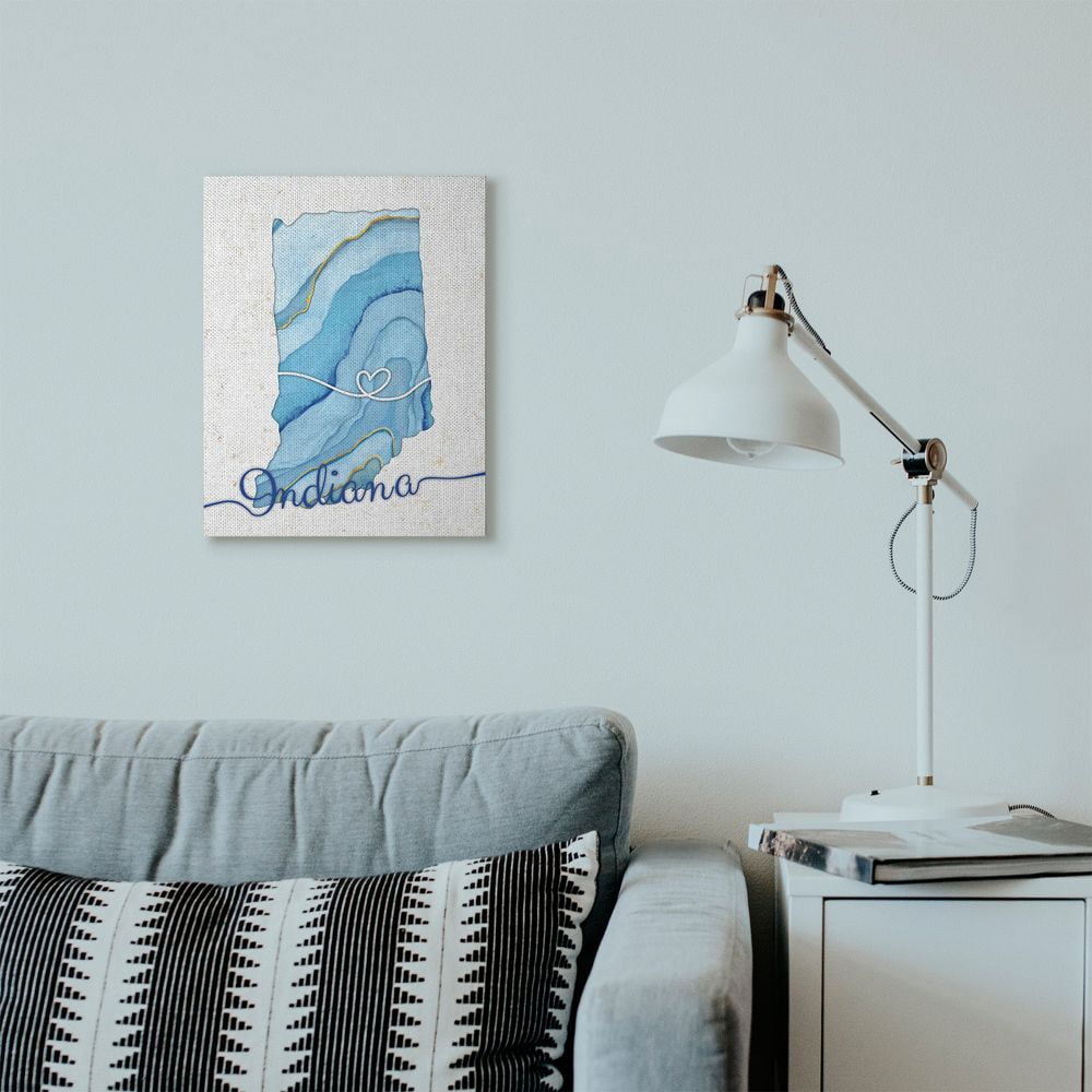 Stupell Industries Indiana Agate Blue US State Design Canvas Wall Art by Ziwei Li