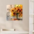 thumbnail image 4 of 10 Inch Wall Clock Battery Operated Square Clock for Office, Kitchen, Outdoor, Living Room,Bouquet of Yellow Sunflowers and Rose Creative, 4 of 4