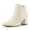 Cream PU, variant on BOCCA Women's Ankle Boots Chunky Block Low Heel Comfortable Pointed Toe Side V Cutout Dressy Office Booties with Zipper