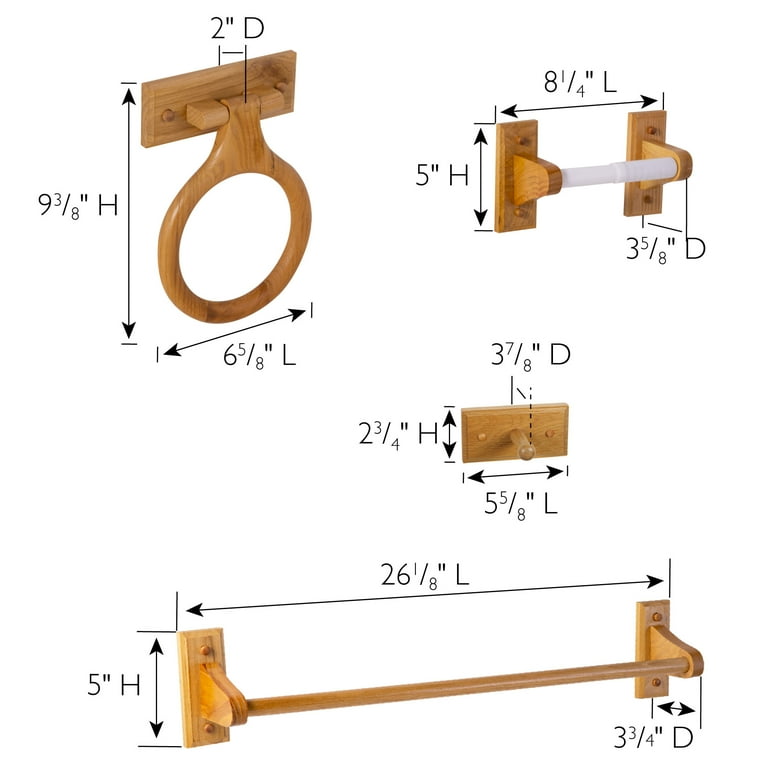 Rose Gold Bathroom Accessory Set - 4 Piece (Towel Bar, Ring, Hook & TP Holder), SUS304 Stainless Steel