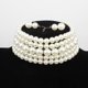 thumbnail image 5 of Conjunto de collar y pendientes de gargantilla de perlas Yashi bisutería blanca 5 capas 36 cm + 8 cm, 5 of 5