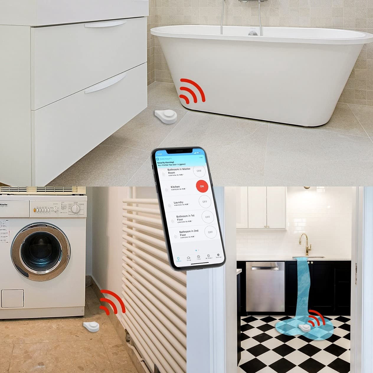THIRDREALITY Zigbee Water Leak Sensor Upgraded with Dripping Detection,120 dB Alarm,App/Email Notifications Enabled When Work with Compatible Zigbee HUB Like SmartThings or Third Reality Hub/Speaker