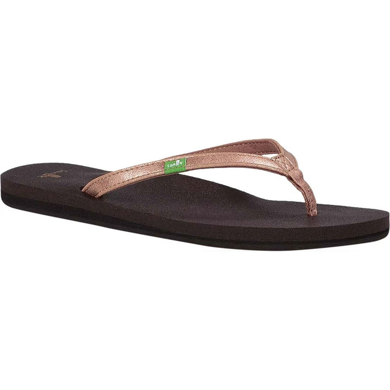 Sanuk Yoga Joy Metallic Bronze Yoga Mat Flip Flops Sandals Women's sz 9