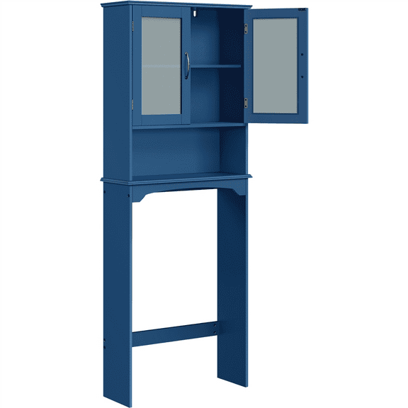 Renwick Free-Standing Toilet Storage Cabinet Bathroom Storage Rack with Open Shelf, Navy Blue