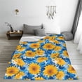thumbnail image 5 of Bingfone Blue Ocean Wave Sunflower Print Flannel Fleece Blanket Throw Blanket for Bed,Sofa,Couch,Travel,Camping(80"x60" ), 5 of 8