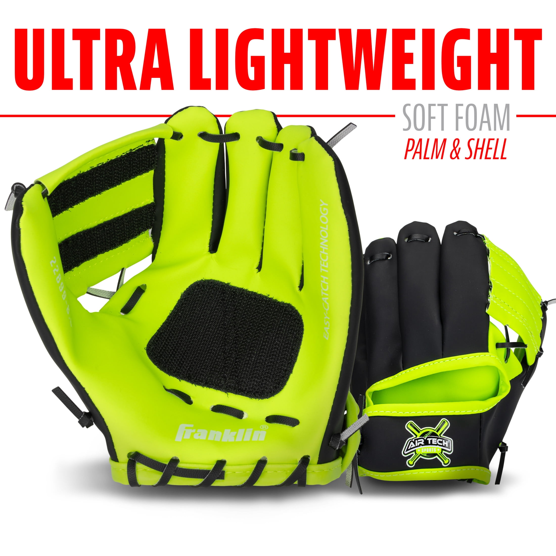 Franklin Sports Kids Toy Baseball Glove + Ball Set - Stiktek Baseball + Teeball Glove for Boys + Girls - Self-Stick Mitt + Ball Included - Youth Toy for Ages 3+ - 8" Inch - Black + Yellow