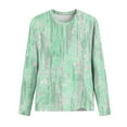 thumbnail image 3 of Fesfesfes Women's Fashion Tops Casual Delicate Floral Prints Three-Quarters Sleeve Round Neck T-Shirt Loose Multiple Fresh Colors Blouse(Green,2XL), 3 of 3