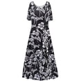 thumbnail image 1 of Plus size 8x Extra Tall Womens Dress Silver Magnolia Designer Print Short Sleeve Princess Cut, 1 of 4