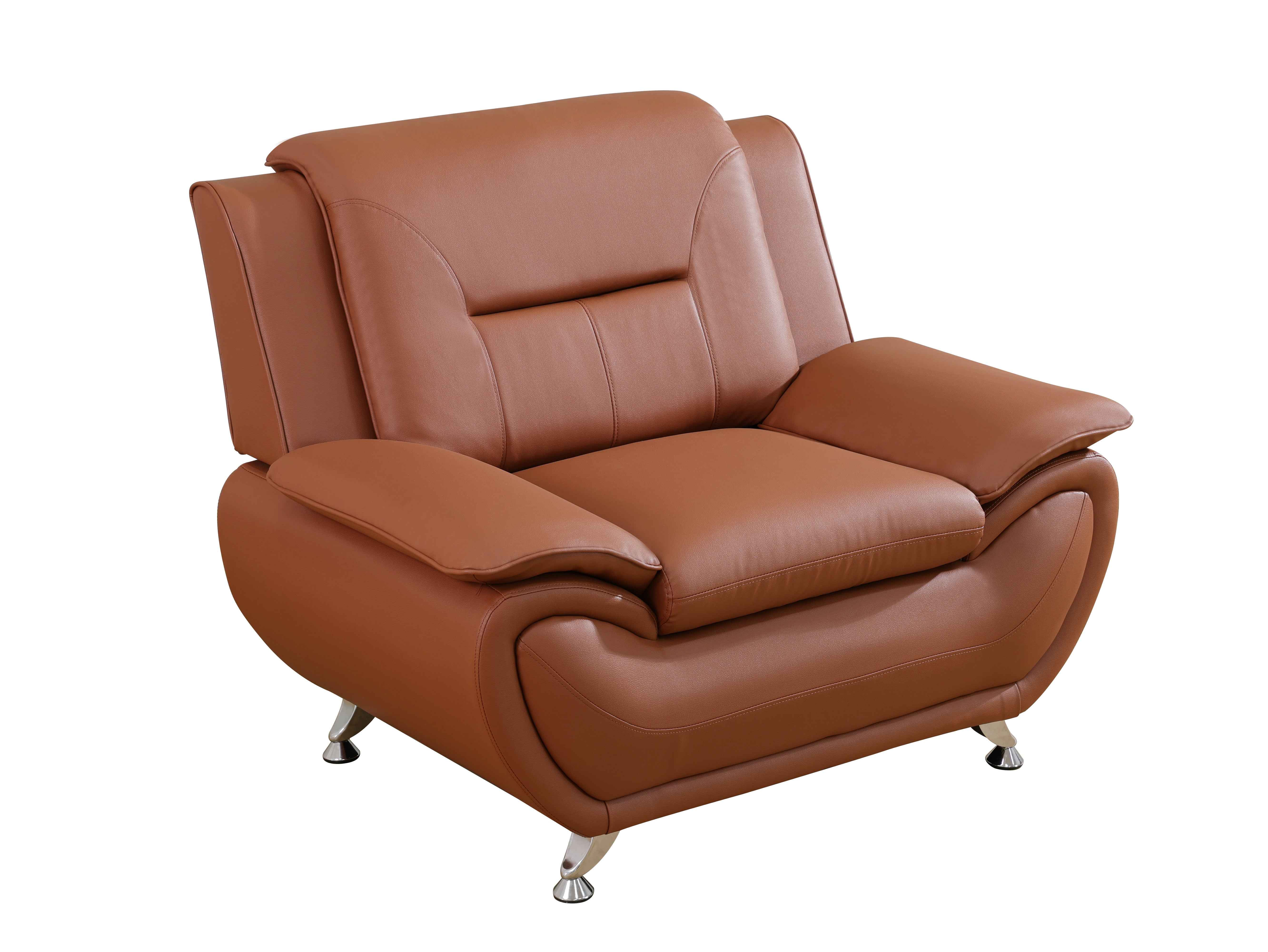 BSHTI 46” Faux Leather Small Recliner Chair Single Sofa Couch with Backrest , Sponge Cushion, Solid Wood Frame for Living Room/Bedroom/Officer(Bright Bronze )