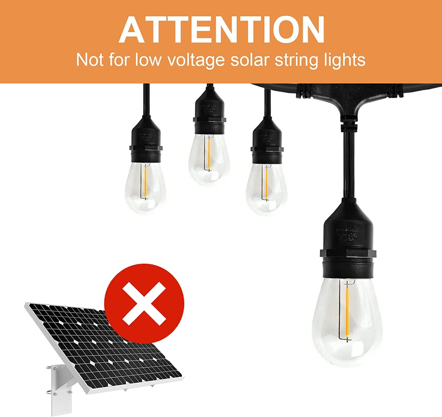 24-Pack String Light Bulbs, S14 Outdoor Waterproof Replacement Bulb, E26 Base Bulbs, 1W 120V, 2700K