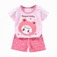 thumbnail image 4 of HCNTES Toddler Baby Girl Summer Clothes Set Kid Outfits Boys Short Sleeves T-Shirt Tops + Shorts Cute Outfits Set For Kids Summer Outfits 2t 3t 4t 5t 6t 7t (C01-Pink,6-12 Months), 4 of 4