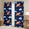 thumbnail image 2 of Erosebridal Aircraft Curtains Blue Clouds Curtains & Drapes, Watercolor Airplane Blackout Curtains Navy Blue Bedroom Curtains Cartoon Flying Plane Window Treatments, 2 of 6