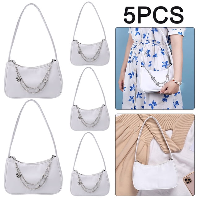 Mini Bolso PU para Mujer 5 Uds. Con Cadena Mariposa blanco